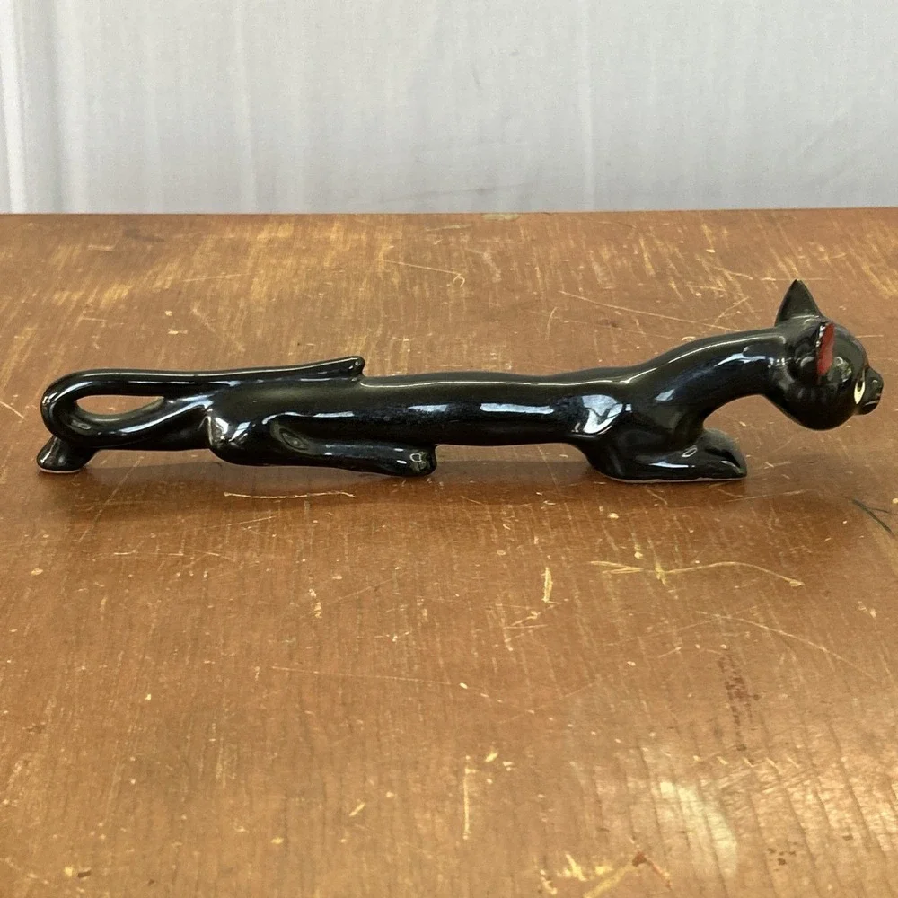 Vintage Stretch Cat Salt Shaker Mid Century Art Deco